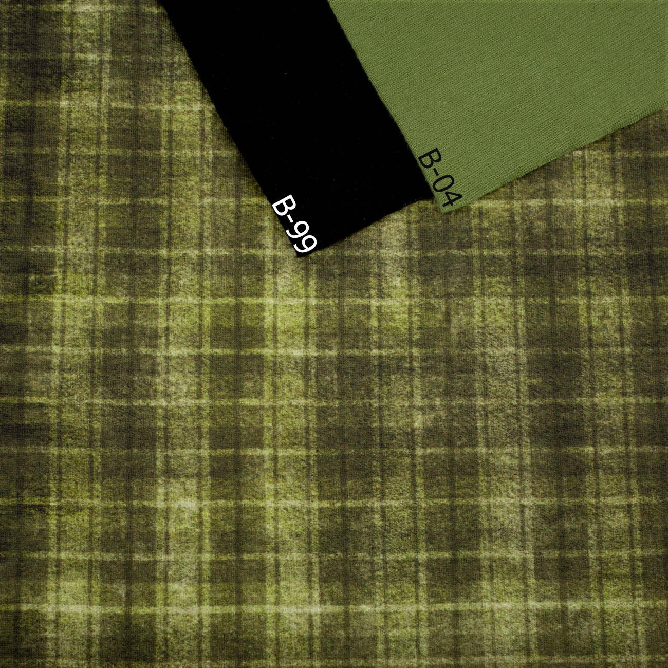 HERBST KARO / grün (HERBSTFARBEN) - bio single jerset mit Elastan Sommersweat