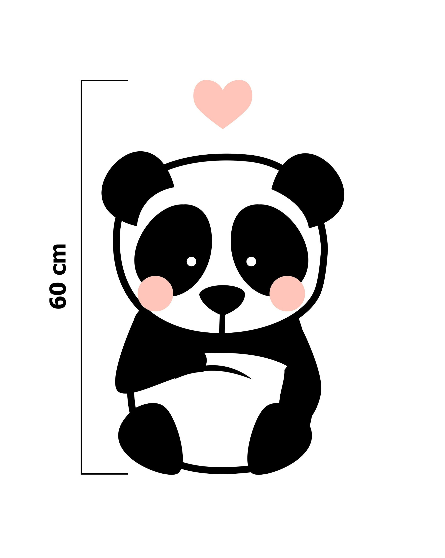 PANDA / BLASS ROSA Größe "L" 75x110 cm -  weiß (Vorderseite) - Paneel Sommersweat 
