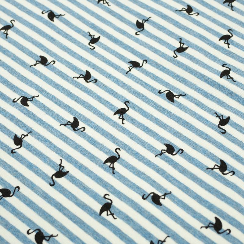 GESTREIFTE FLAMINGOS / blau - Single Jersey TE210