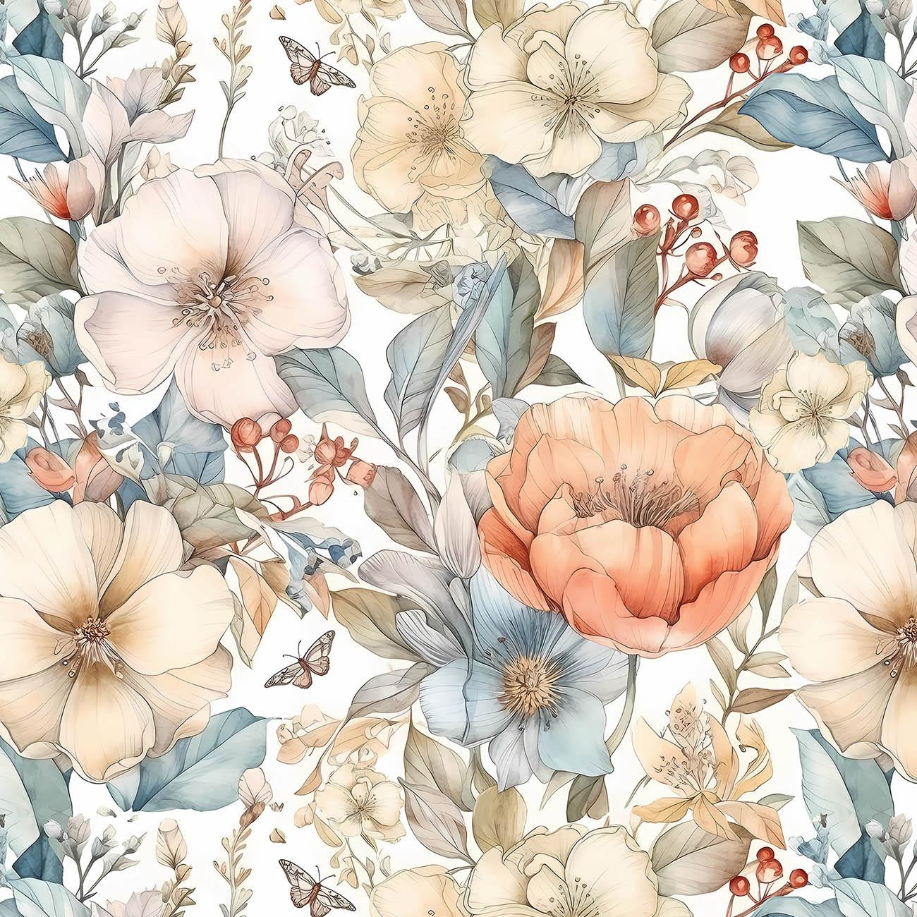 PASTEL FLOWERS WZ.15 - Baumwoll Musselin