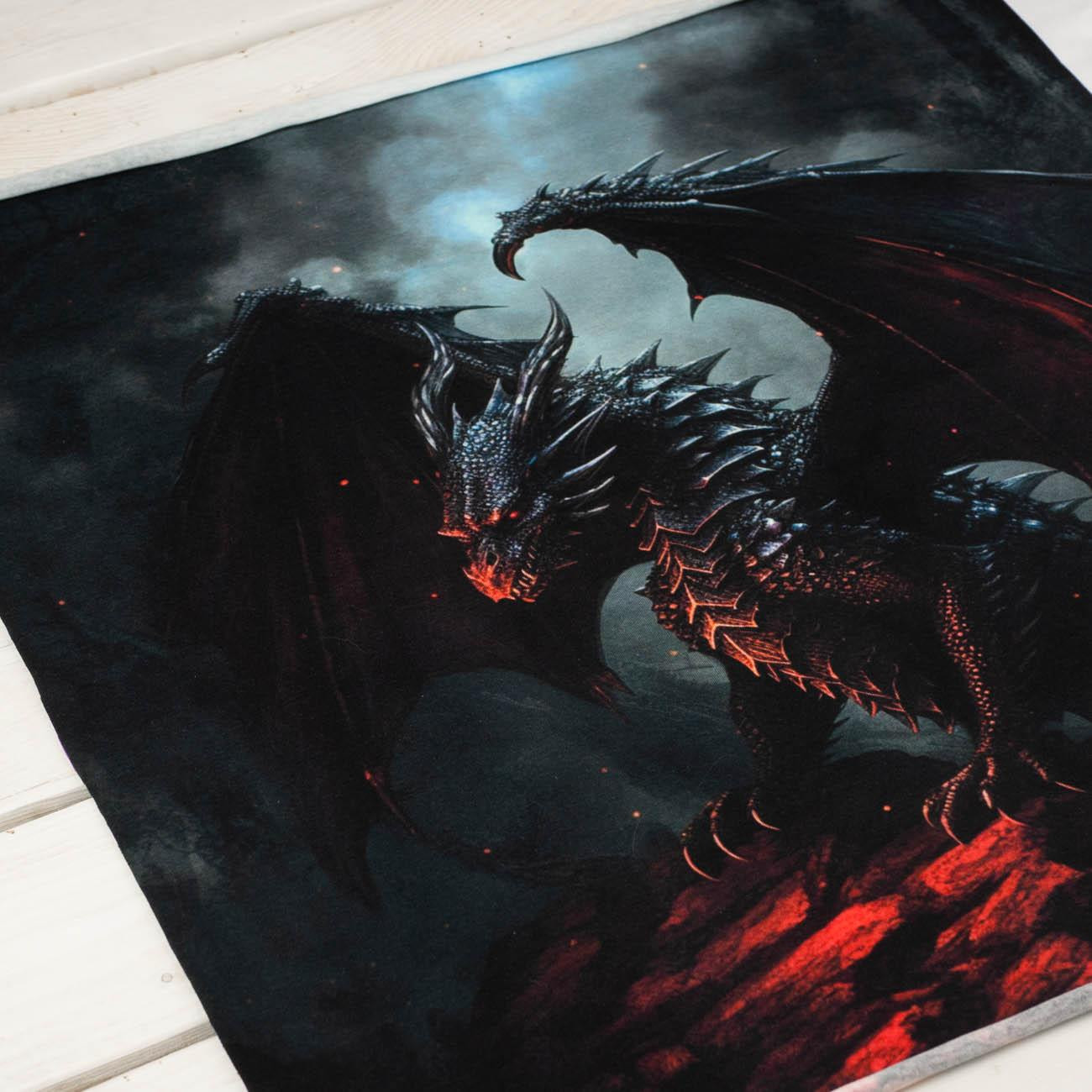 GOTHIC DRAGON - Paneel (60cm x 50cm) SINGLE JERSEY 