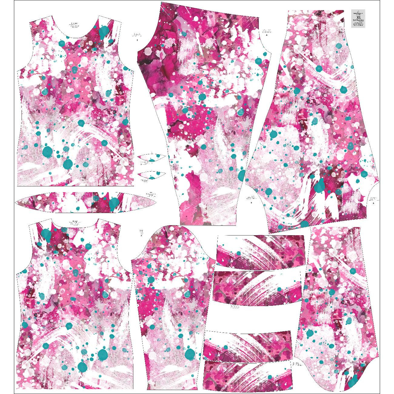 THERMO DAMEN SET (JANE) - PINK SPLATTER - Nähset