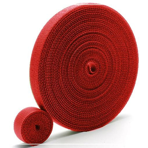 Klettverschluss Breite 20mm weiß, komplett - ROT