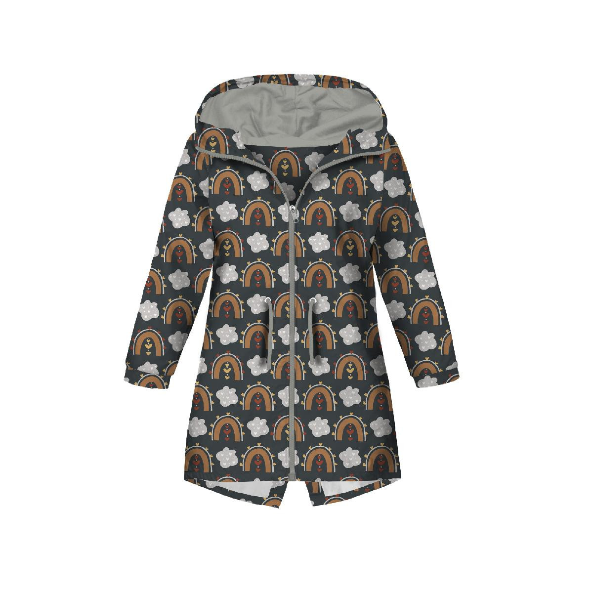 KINDERPARKA (ARIEL) - VALENTINESTAG-REGENBOGEN M. 2 / graphit (REGENBOGEN UND HERZEN) - Nähset