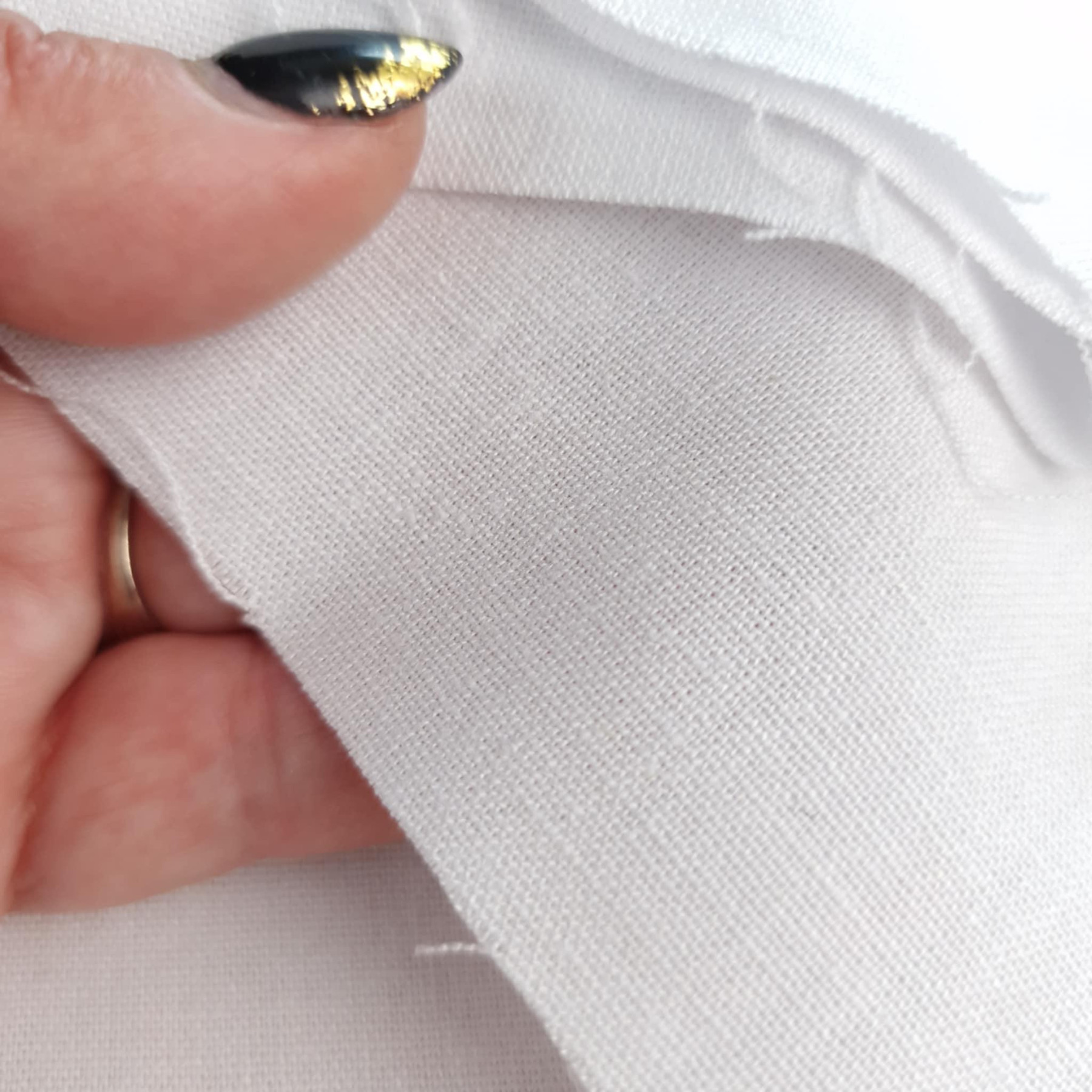 Leinengewebe mit Elasthan - WHITE