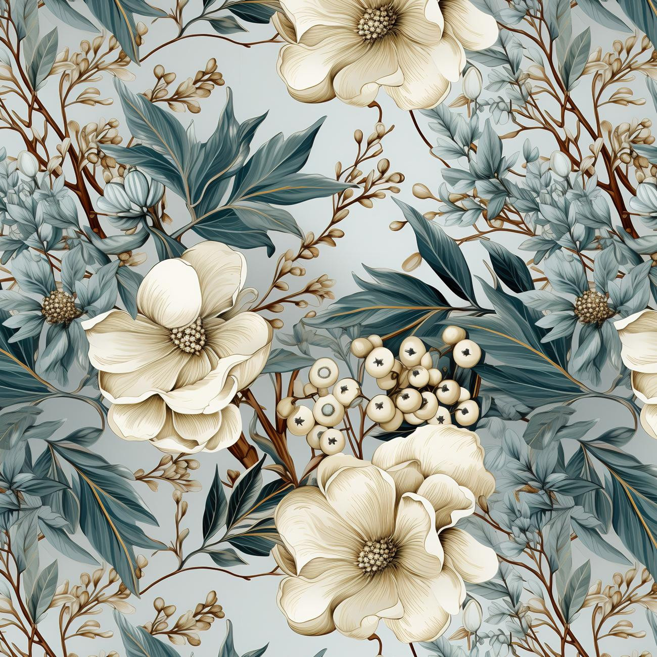 WINTER FLOWERS WZ.1 - schnelltrocknende Webware