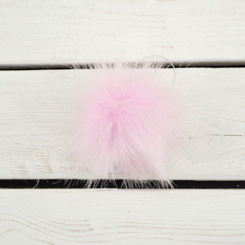 Kunstfell Pompon 9 cm - gedämpftes rosa