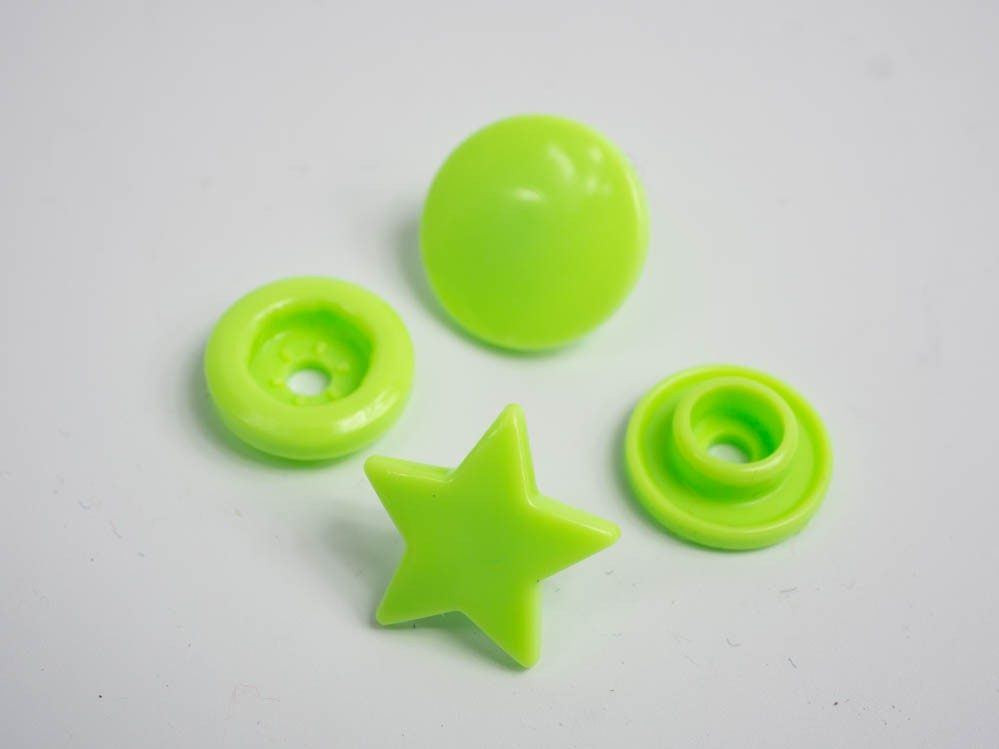 Druckknöpfe KAM Sterne 12 mm lime - 10 Sets