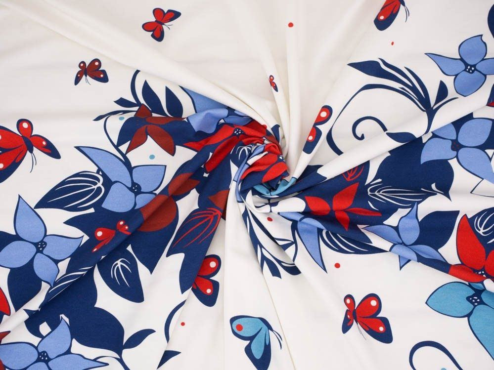 FLORAL PANEL (XL) / blau-rot - Paneel Single Jersey TE210