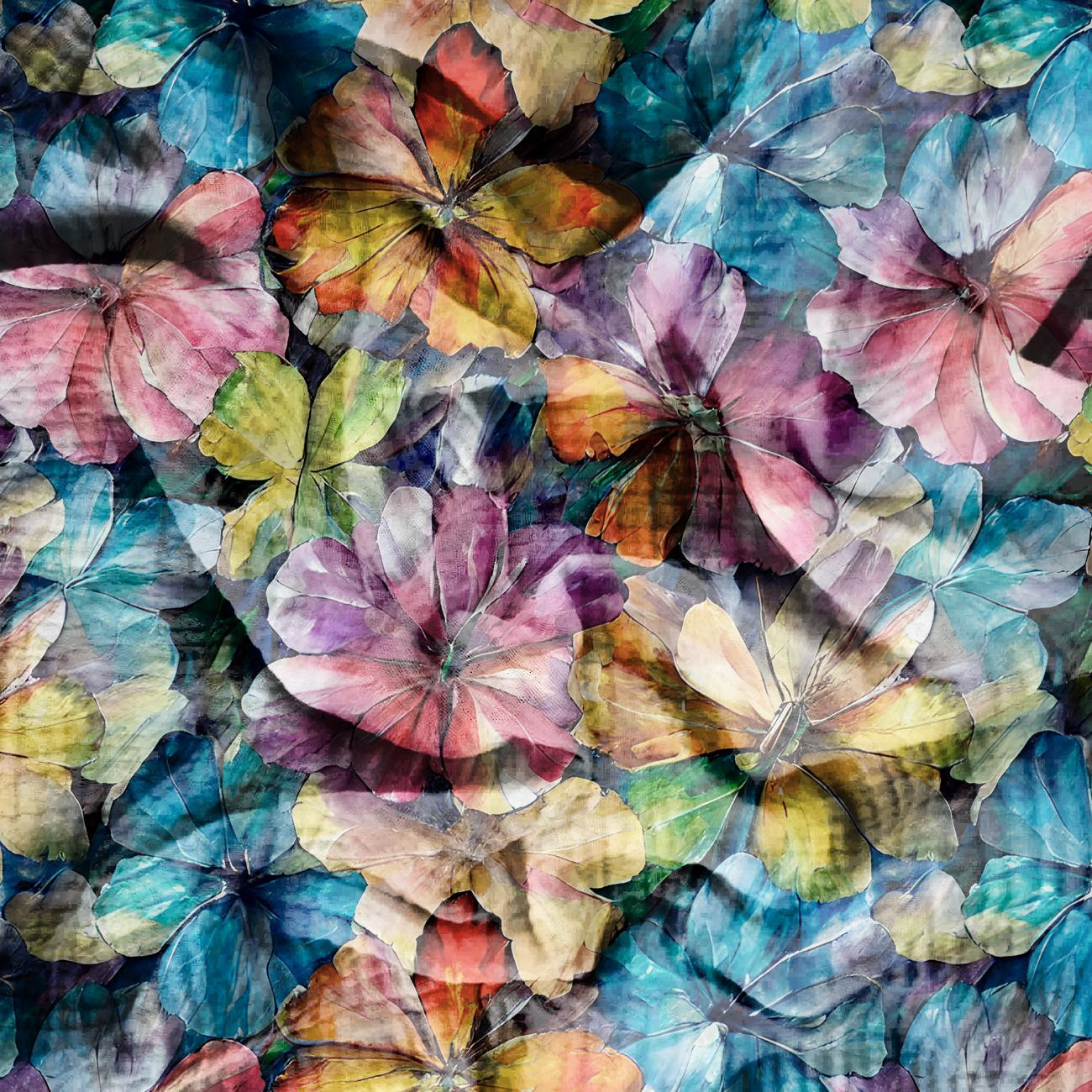 AQUARELL BLUMEN Ms. 8 - Baumwoll Musselin