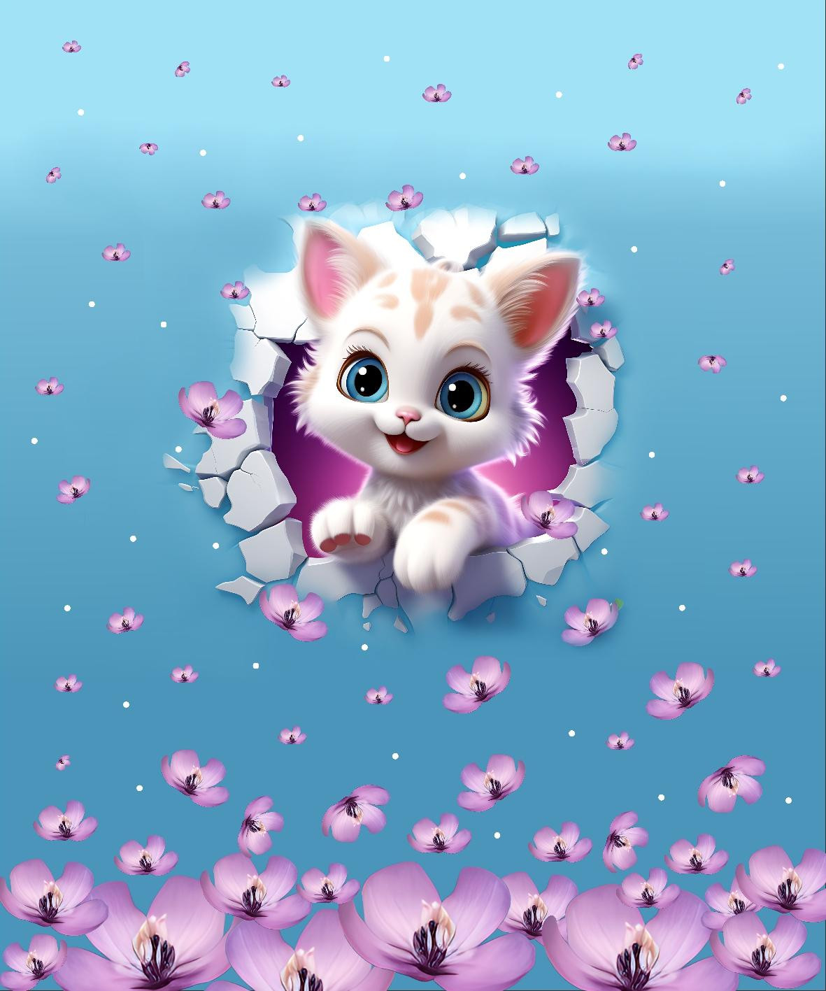 ANIMALS CRACKED wz.1 (cat) - panel (60cm x 50cm) SINGLE JERSEY 