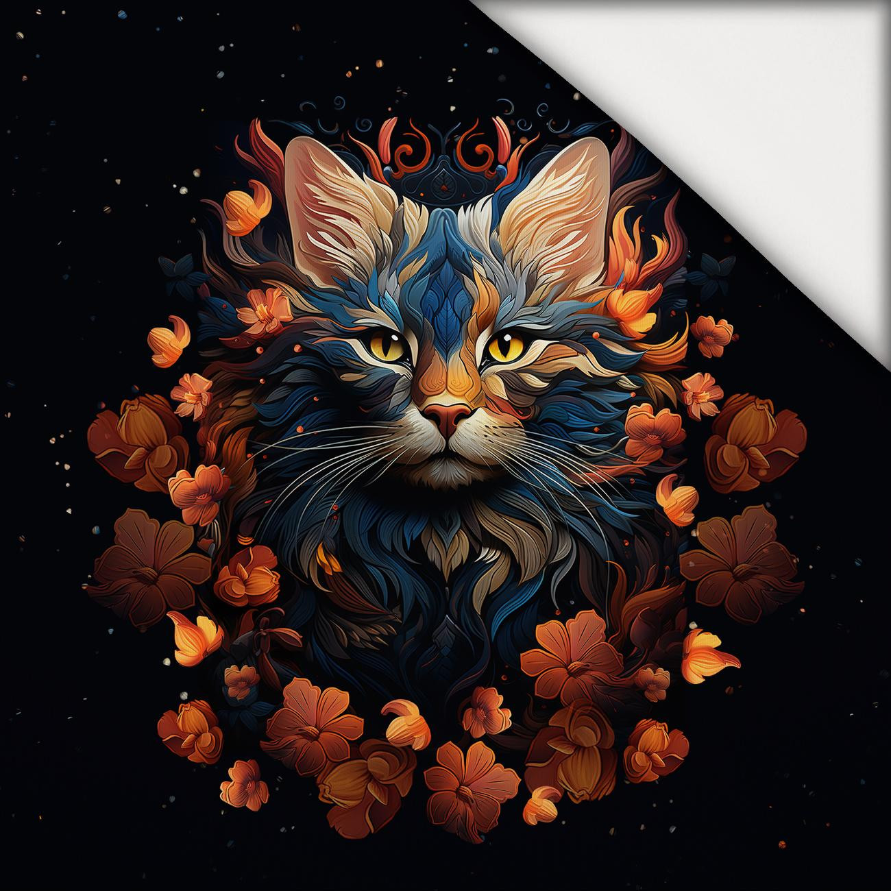 ANIMALS MANDALA wz.3 (CAT) - Paneel (75cm x 80cm) leichte Maschenware angeraut