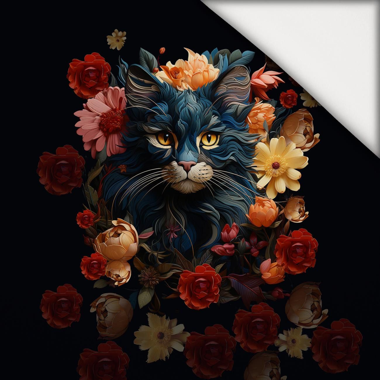 ANIMALS MANDALA wz.7 (cat) - Paneel (75cm x 80cm) leichte Maschenware angeraut