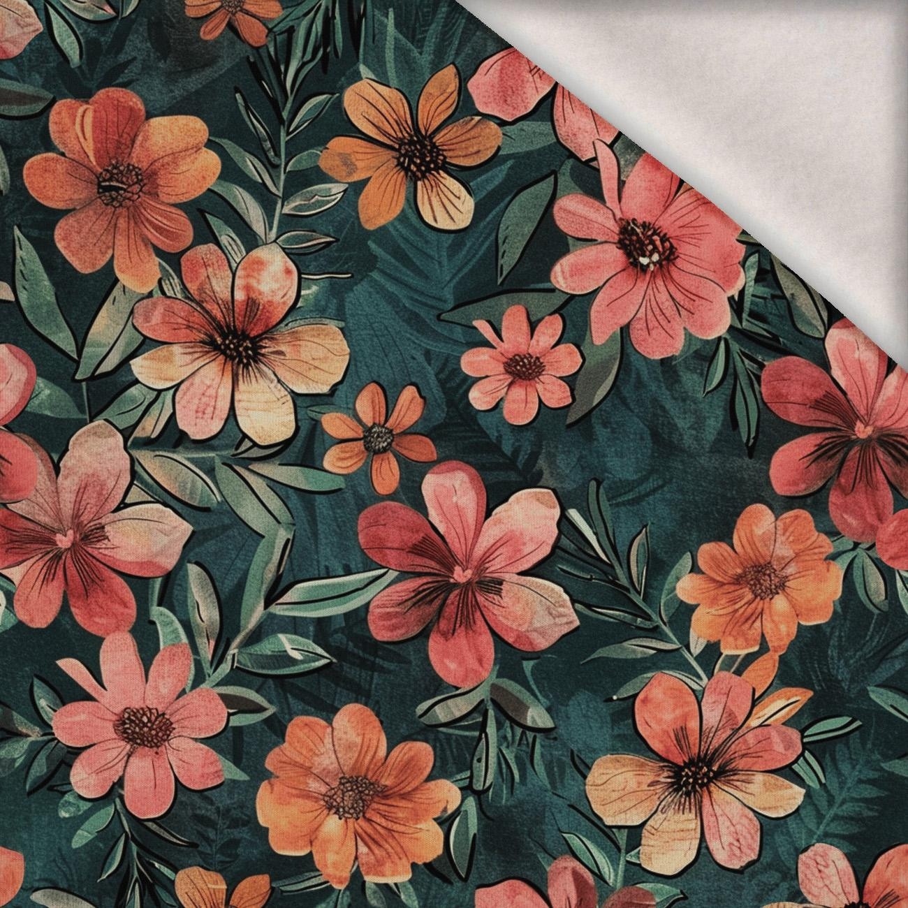 AUTUMN FLOWERS MS. 1 - Wintersweat angeraut mit Elastan ITY