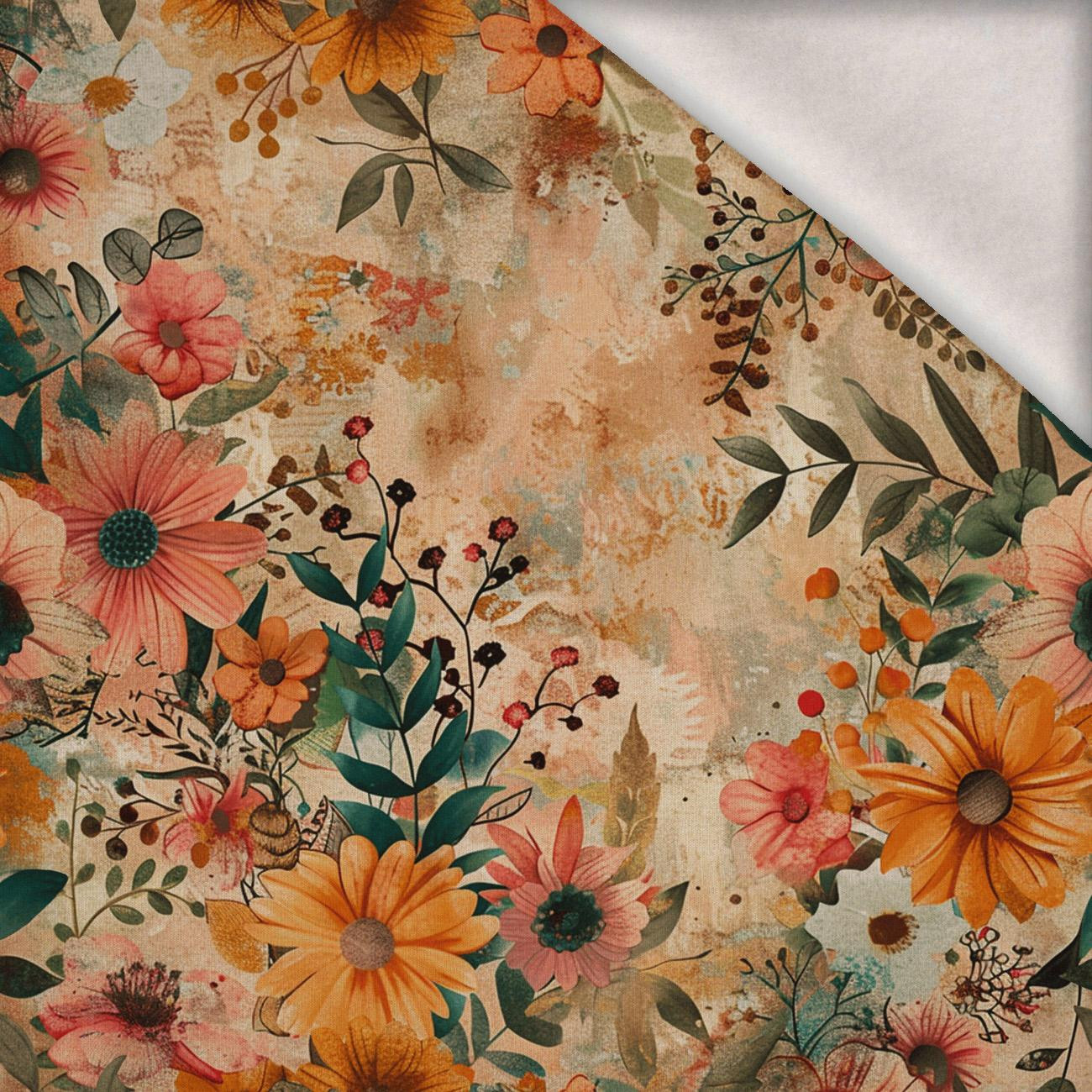 AUTUMN FLOWERS MS. 4 - Wintersweat angeraut mit Elastan ITY