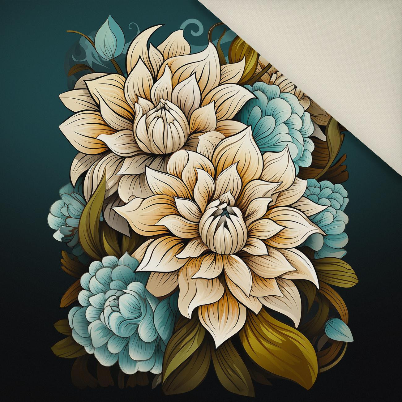 BOUQUET OF FLOWERS WZ.4 - Panel (60cm x 50cm)  Polster- Velours