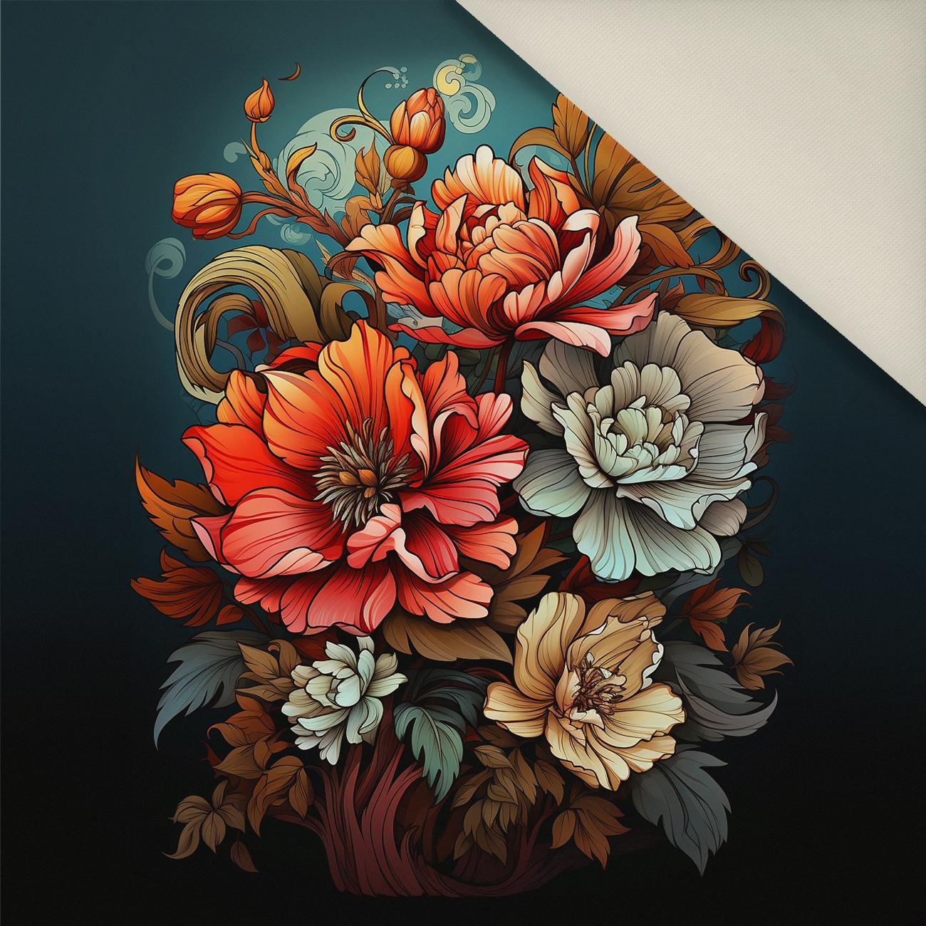 BOUQUET OF FLOWERS WZ.5 - Panel (60cm x 50cm)  Polster- Velours