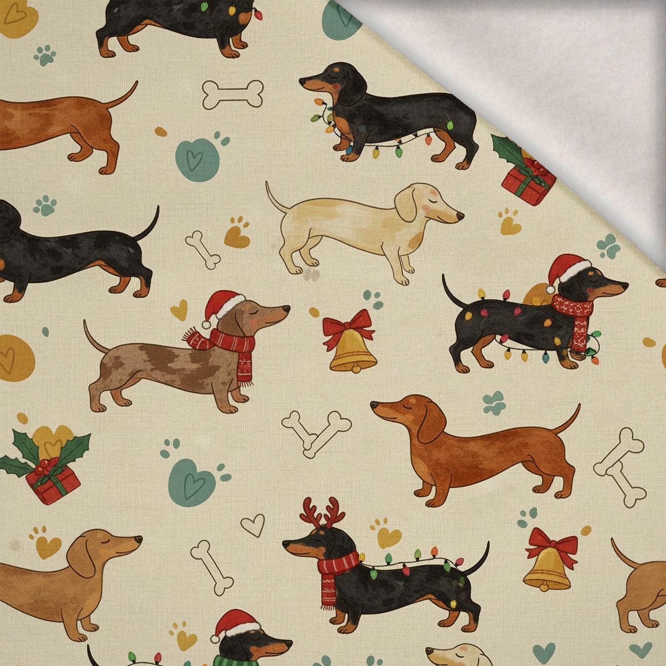 CHRISTMAS DOGS M. 2 - Wintersweat angeraut mit Elastan ITY
