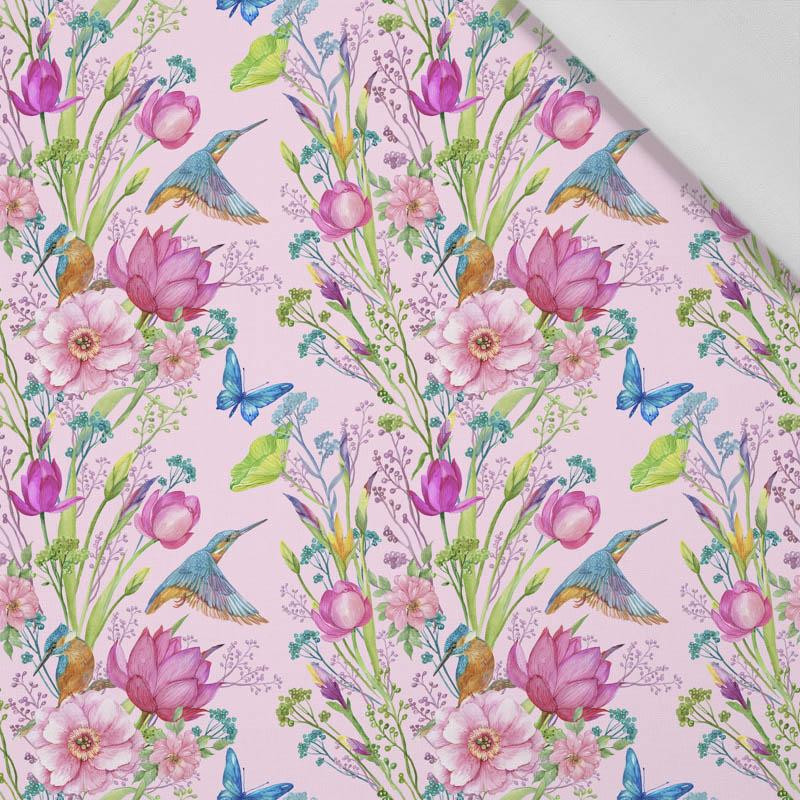 MINI EISVÖGEL UND SCHMETTERLINGE (EISVÖGEL AUF DER WIESE) / rosa - Baumwoll Webware