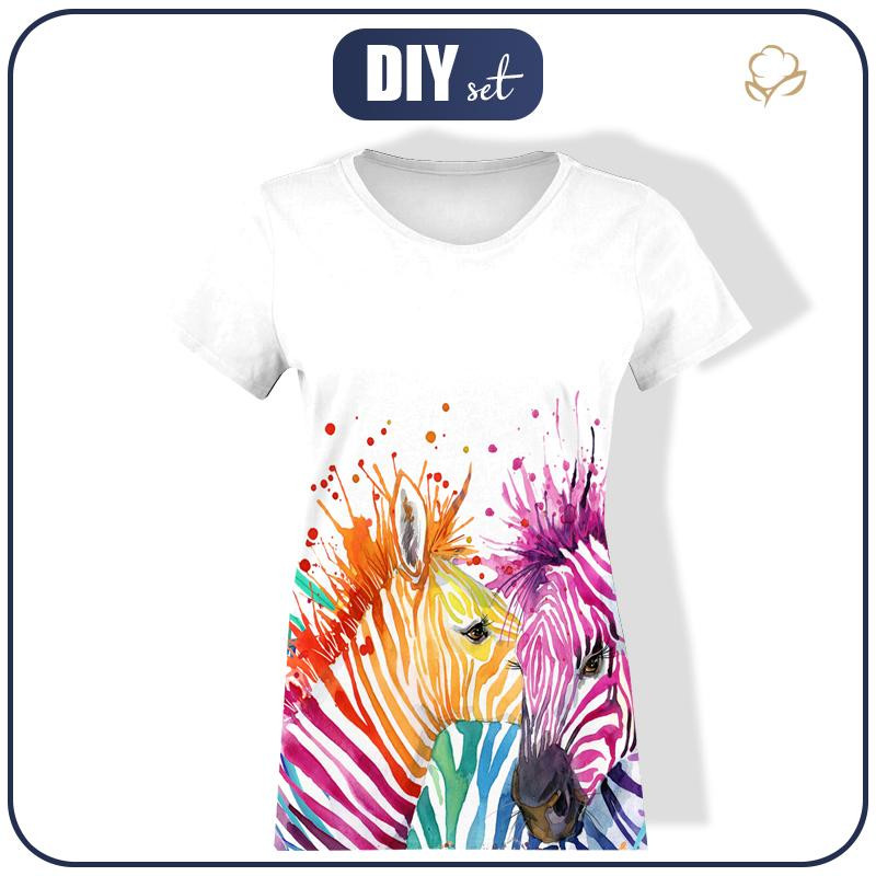 DAMEN T-SHIRT - ZEBRA (regenbogenfarbig) - Single Jersey