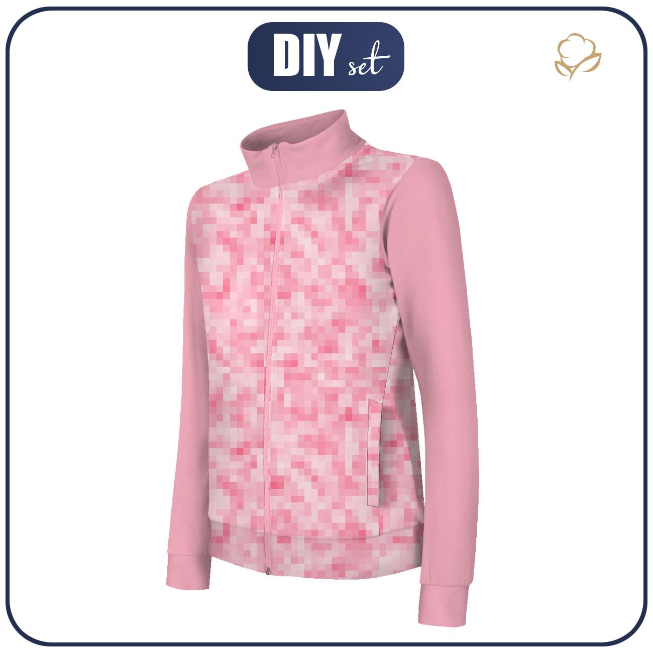 “MAX” KINDER TRAININGSJACKE - PIXEL MS.2 / rosa - Maschenware mit kurzem Flor