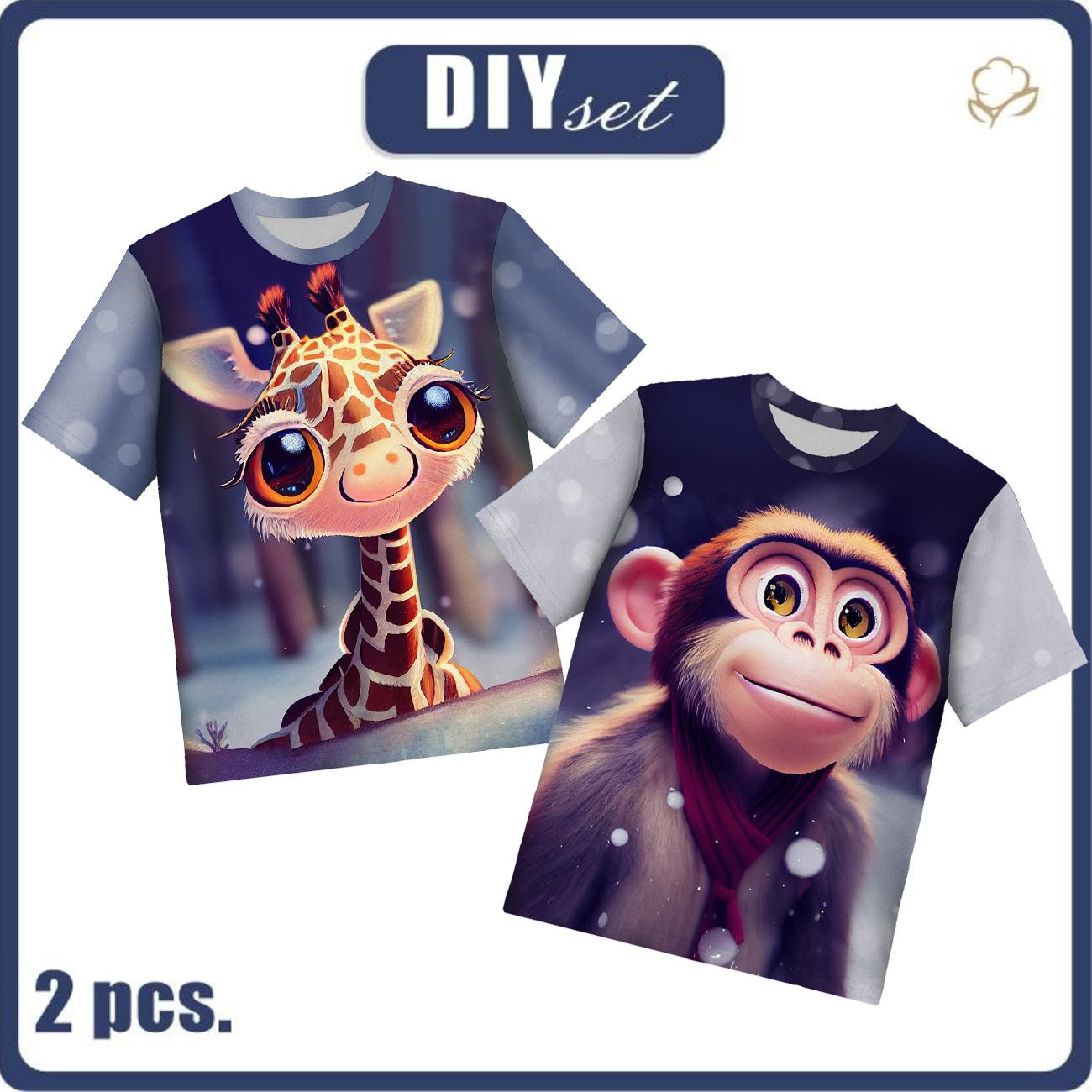 2-PACK - KINDER T-SHIRT - ANIMIERTE TIERE Ms. 3 - Nähset