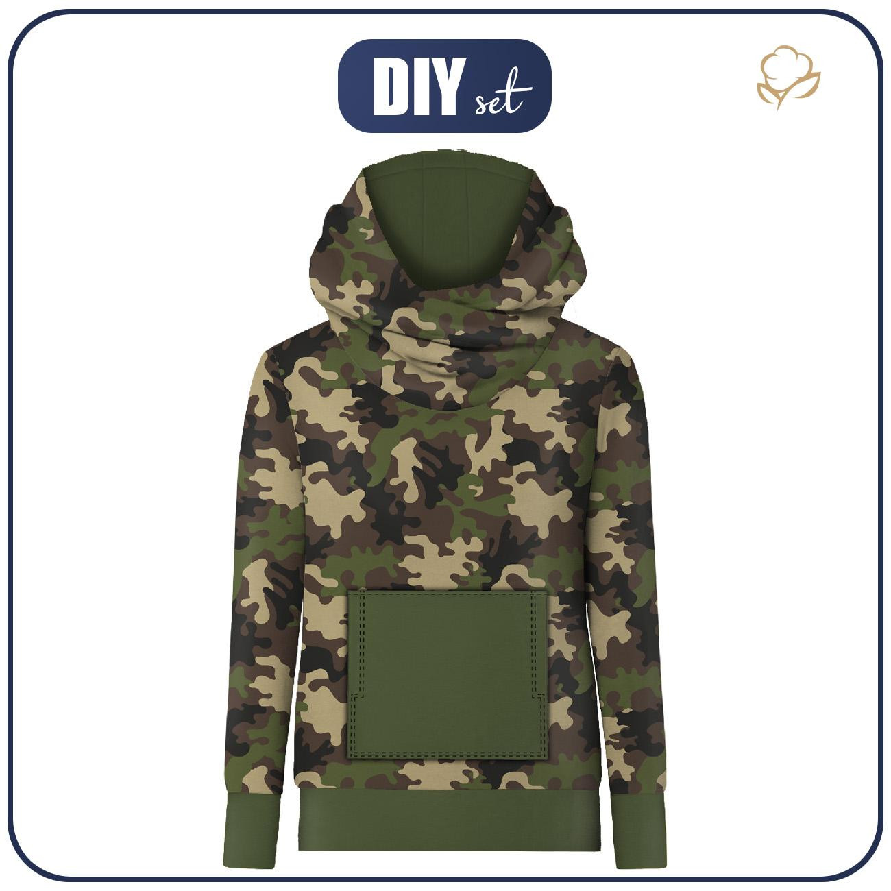 HYDROPHOBER HOODIE UNISEX - CAMOUFLAGE OLIVE - Nähset