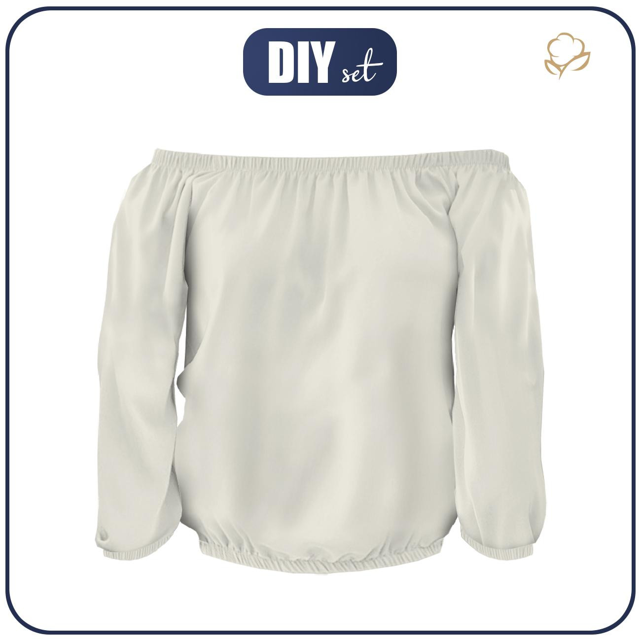 Carmenausschnitt Bluse (SOFIA) - WEISS - Nähset 