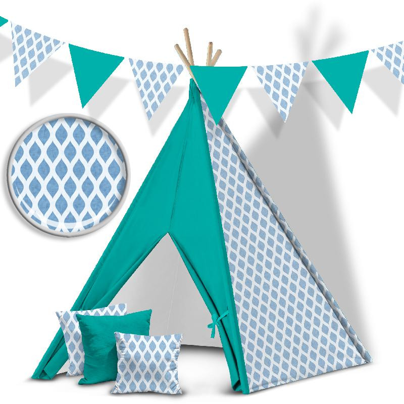 WEIßE KETTE / ACID WASH - blau - HOME DECOR PREMIUM Webware