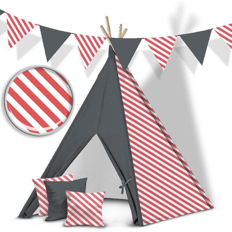 DIAGONALE STREIFEN / rot - HOME DECOR PREMIUM Webware