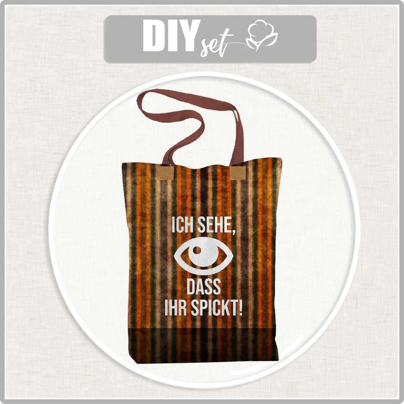 SHOPPER TASCHE - ICH SEHE, DASS IHR SPICKT! / HERBST STREIFEN / bunt (HERBSTFARBEN) - Nähset