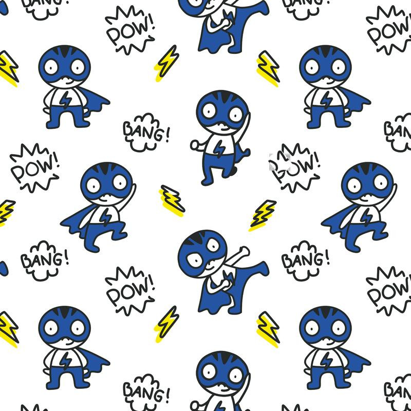 SUPERHERO / blau - weiß - Baumwoll Webware