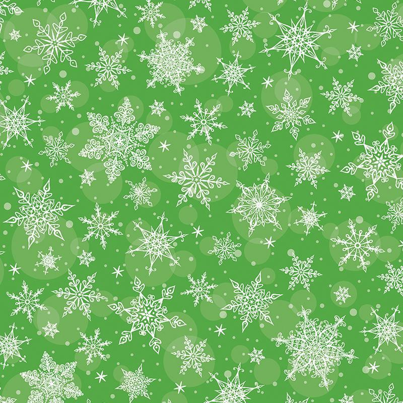 SCHNEEFLOCKEN MST. 2 / grün ( GREEN )- Single Jersey mit Elastan ITY