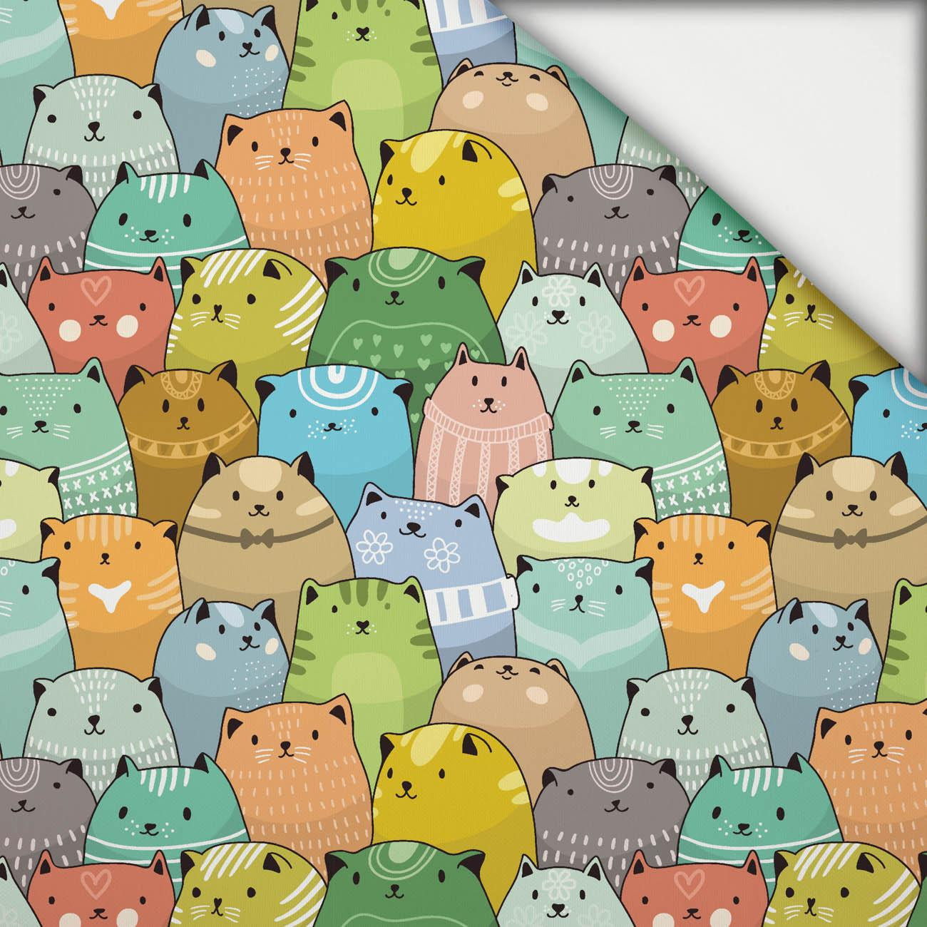 Bunte Katzen - leichte Maschenware angeraut