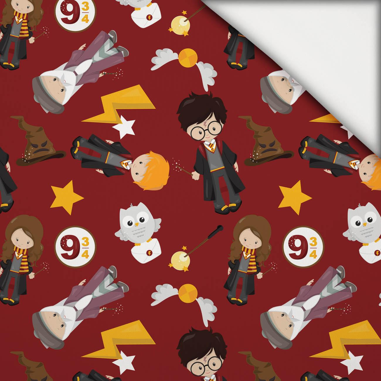 MAGISCHE FREUNDE M. 3 (ZAUBERSCHULE) / dunkelrot - leichte Maschenware angeraut