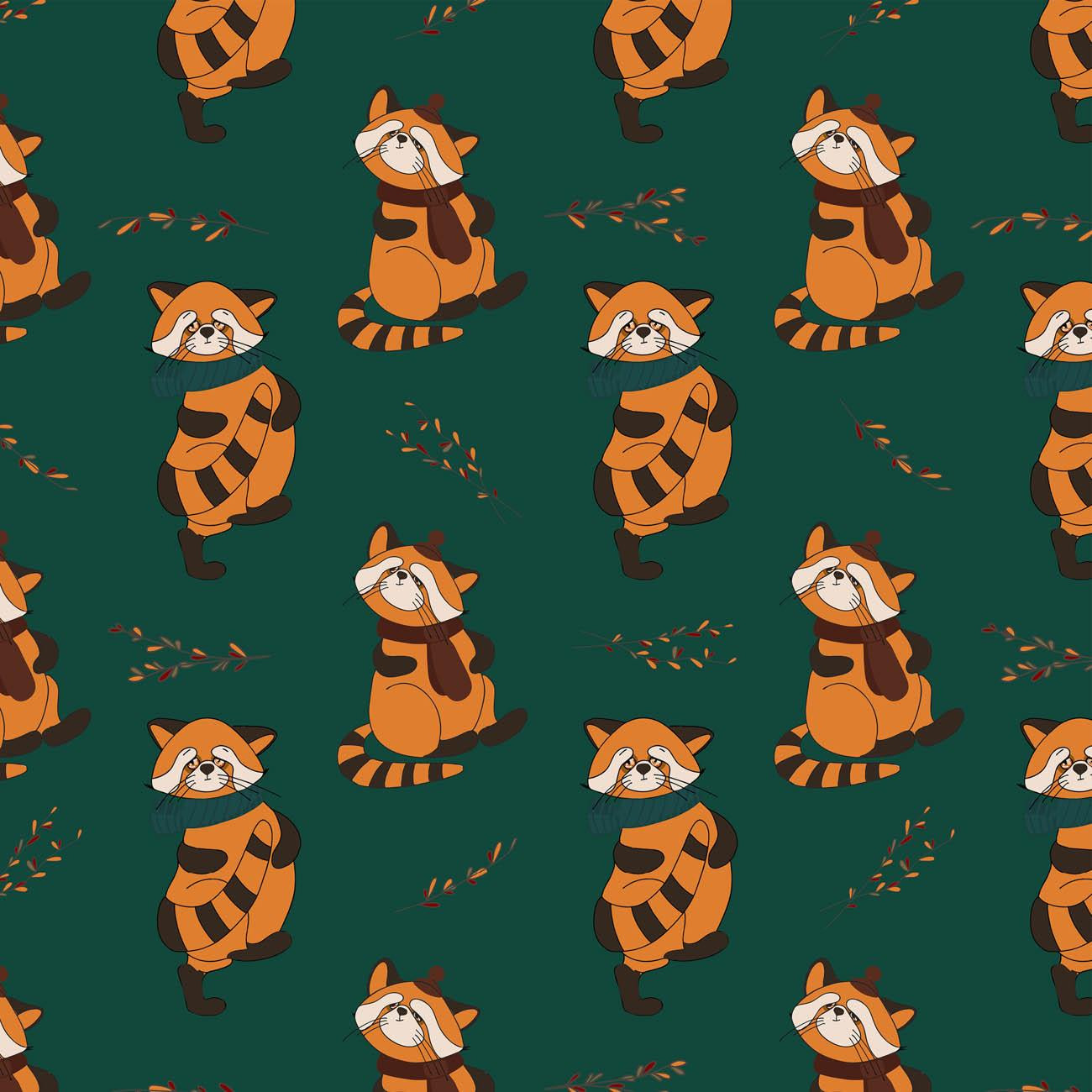 KLEINER PANDA MIT SCHAL / Flaschengrün (HERBST DES KLEINEN PANDA)