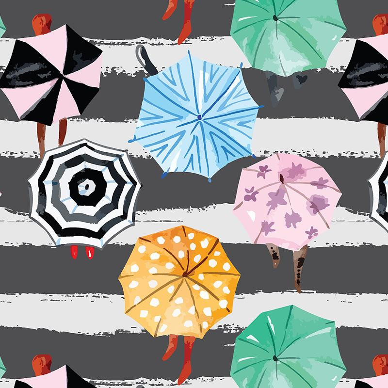 REGENSCHIRME AUF ZEBRASTREIFEN