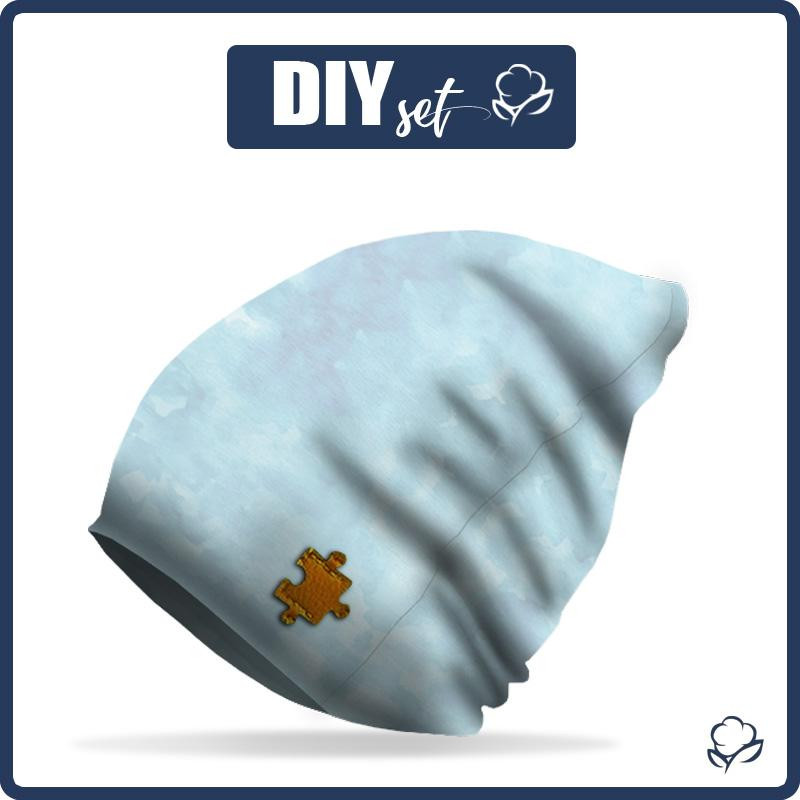 "Beanie" Mütze - CAMOUFLAGE m. 2 / hellblau / Größe nach Wahl