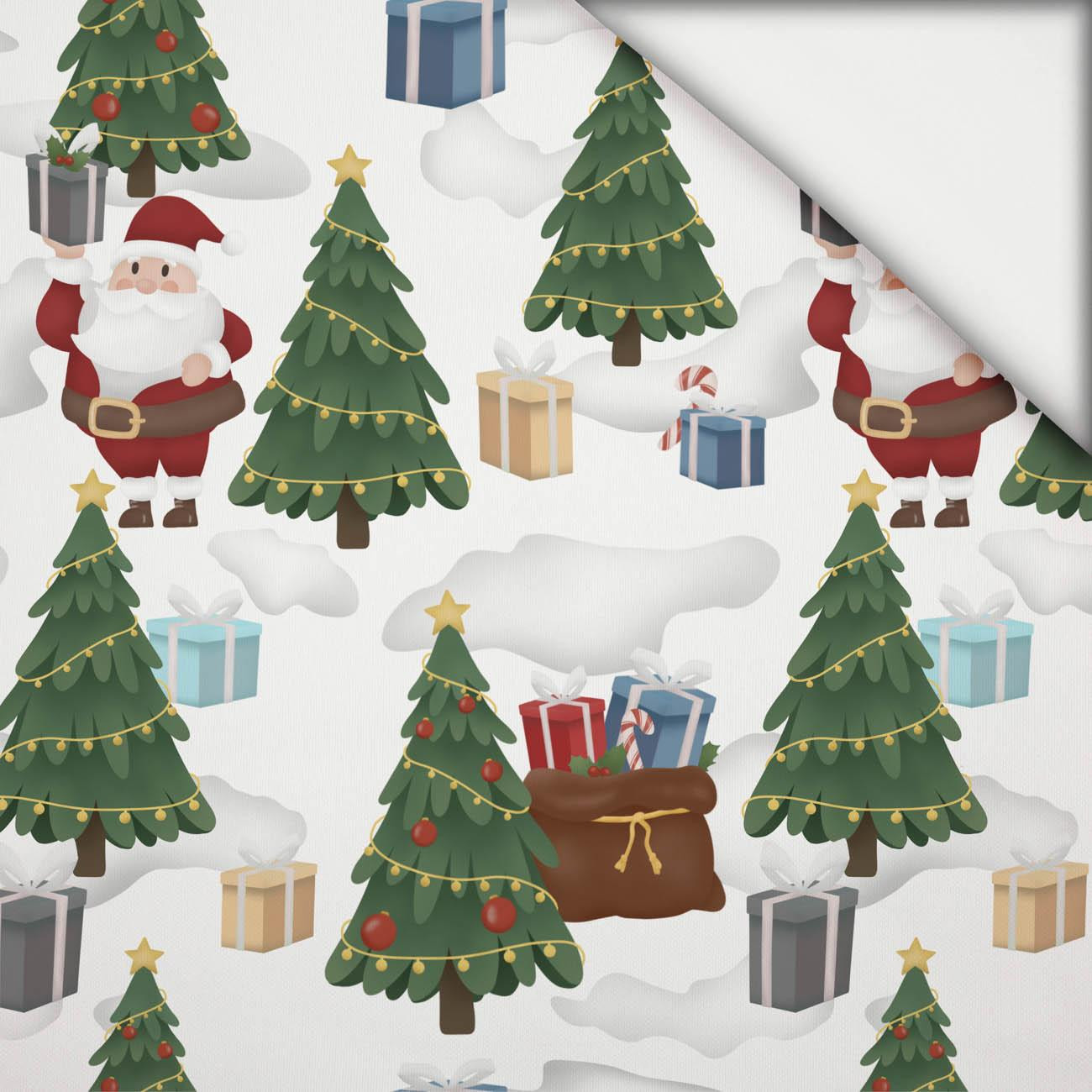 WEIHNACHTSMÄNNER MIT DEM GESCHENKESÄCKEN (IM WEIHNACHTSMANN WALD) - leichte Maschenware angeraut