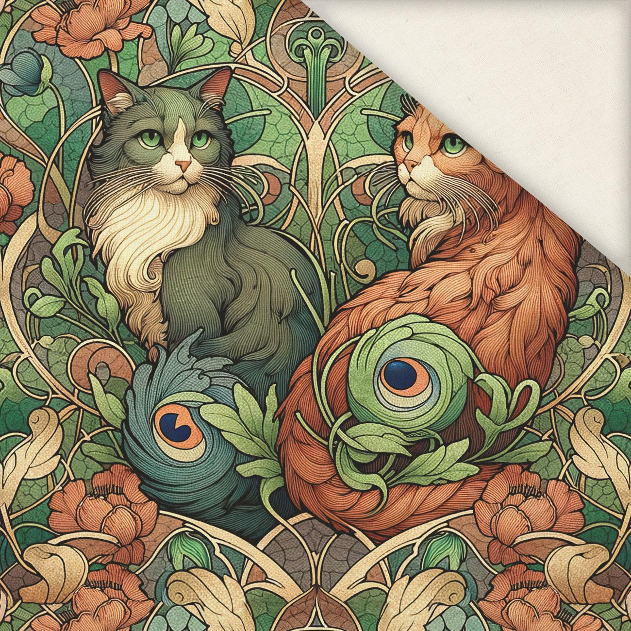 ART NOUVEAU CATS & FLOWERS M. 3 - Leinen 100%