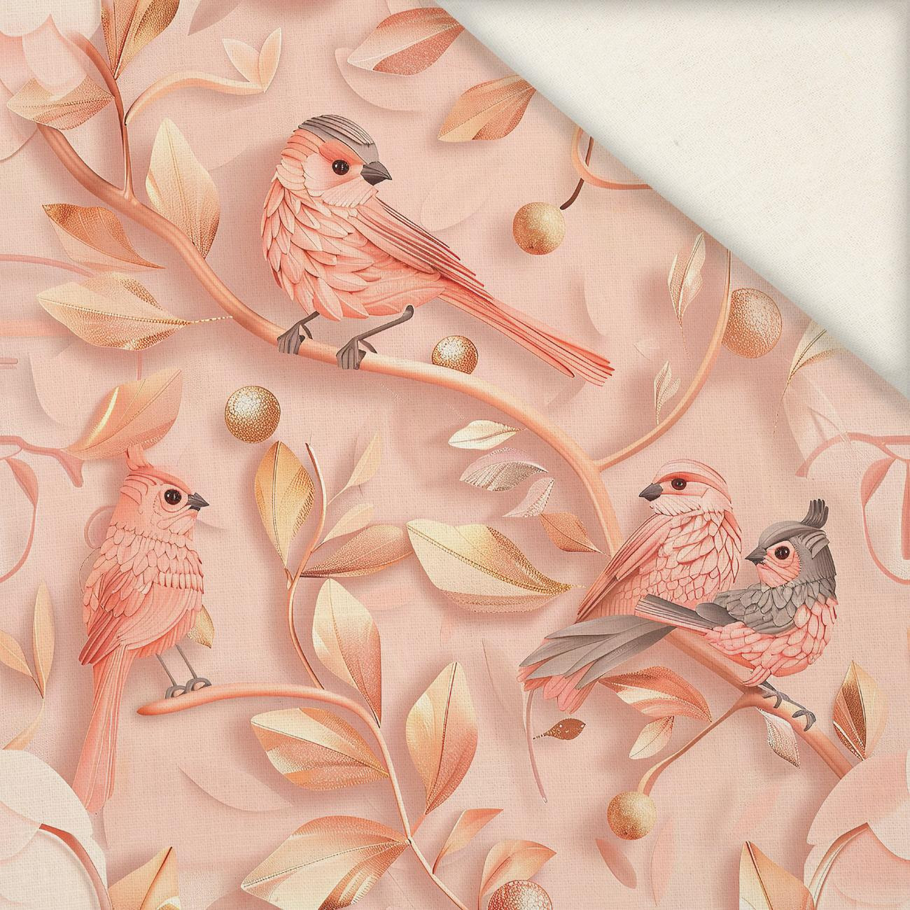 PINK BIRDS - Leinen 100%