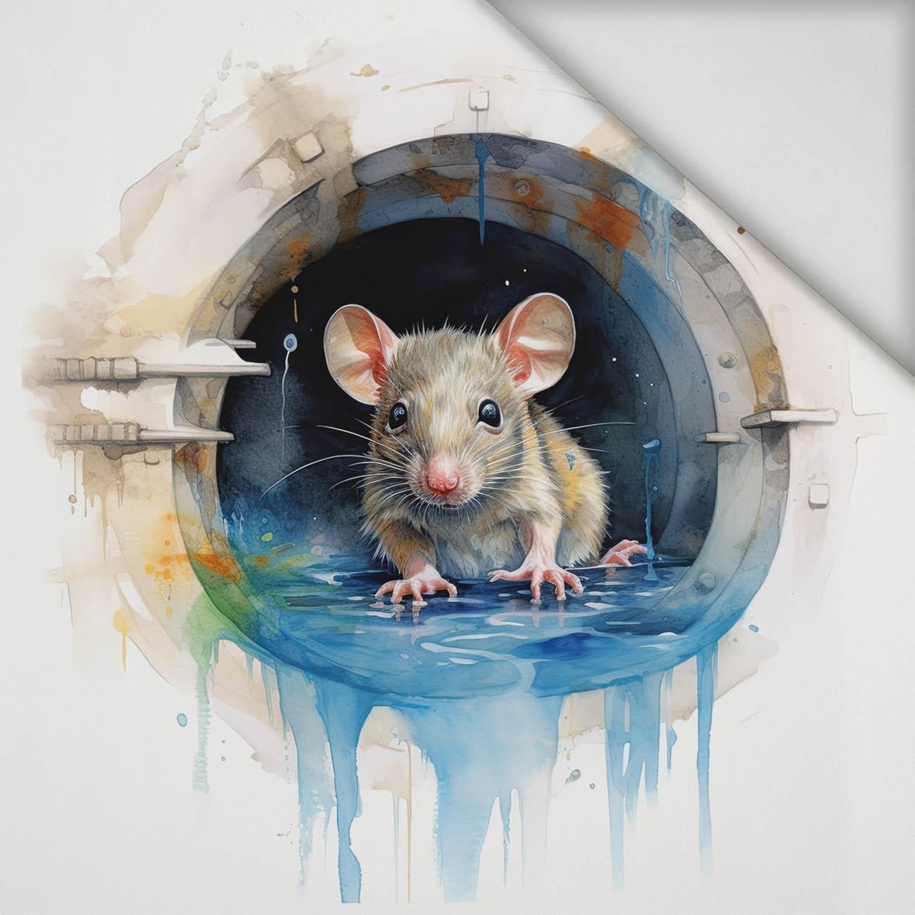 WATERCOLOR RAT - Paneel (75cm x 80cm) Lycra 300g