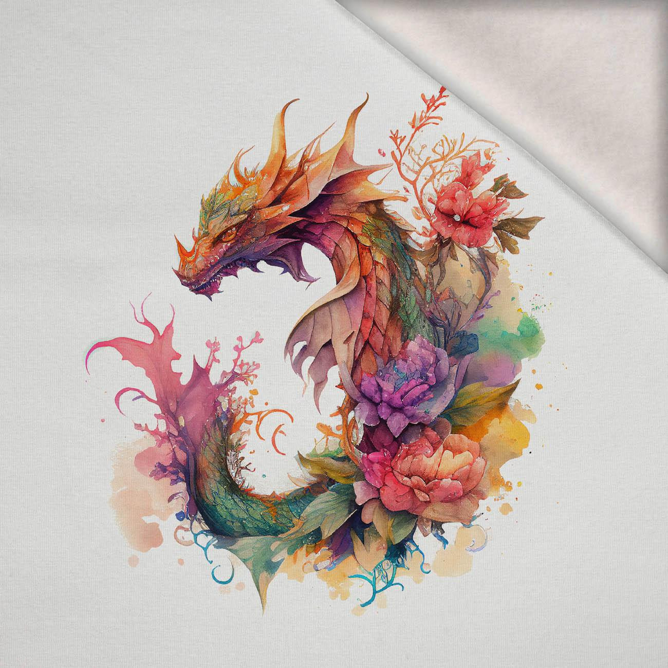WATERCOLOR DRAGON MS. 2 - Paneel (75cm x 80cm) Wintersweat angeraut mit Elastan ITY WATERCOLOR DRAGON MS. 2 - Paneel (75cm x 80cm) Wintersweat angeraut mit Elastan ITY