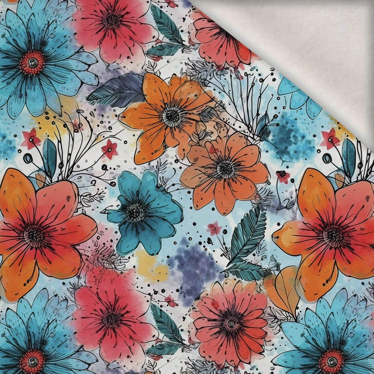 AQUARELL BLUMEN Ms. 5 - Wintersweat angeraut mit Elastan ITY AQUARELL BLUMEN Ms. 5 - Wintersweat angeraut mit Elastan ITY