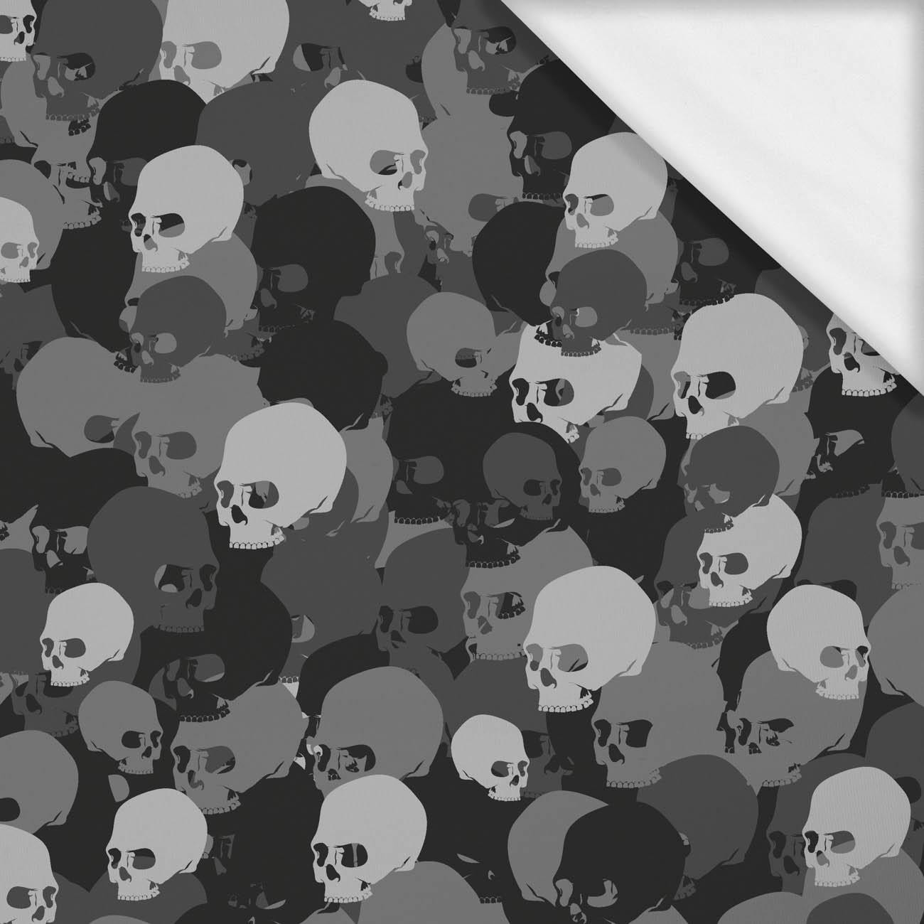 CAMOUFLAGE TOTENKÖPFE / grau  - Single Jersey mit Elastan ITY