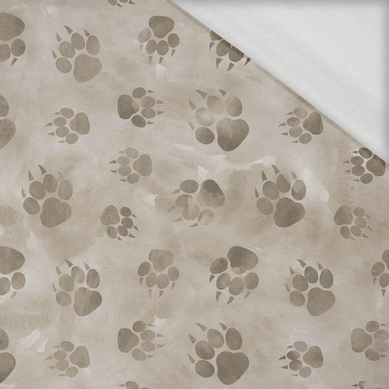 SPUREN / BEIGE (SCHNEEPANTHER) - leichte Maschenware angeraut