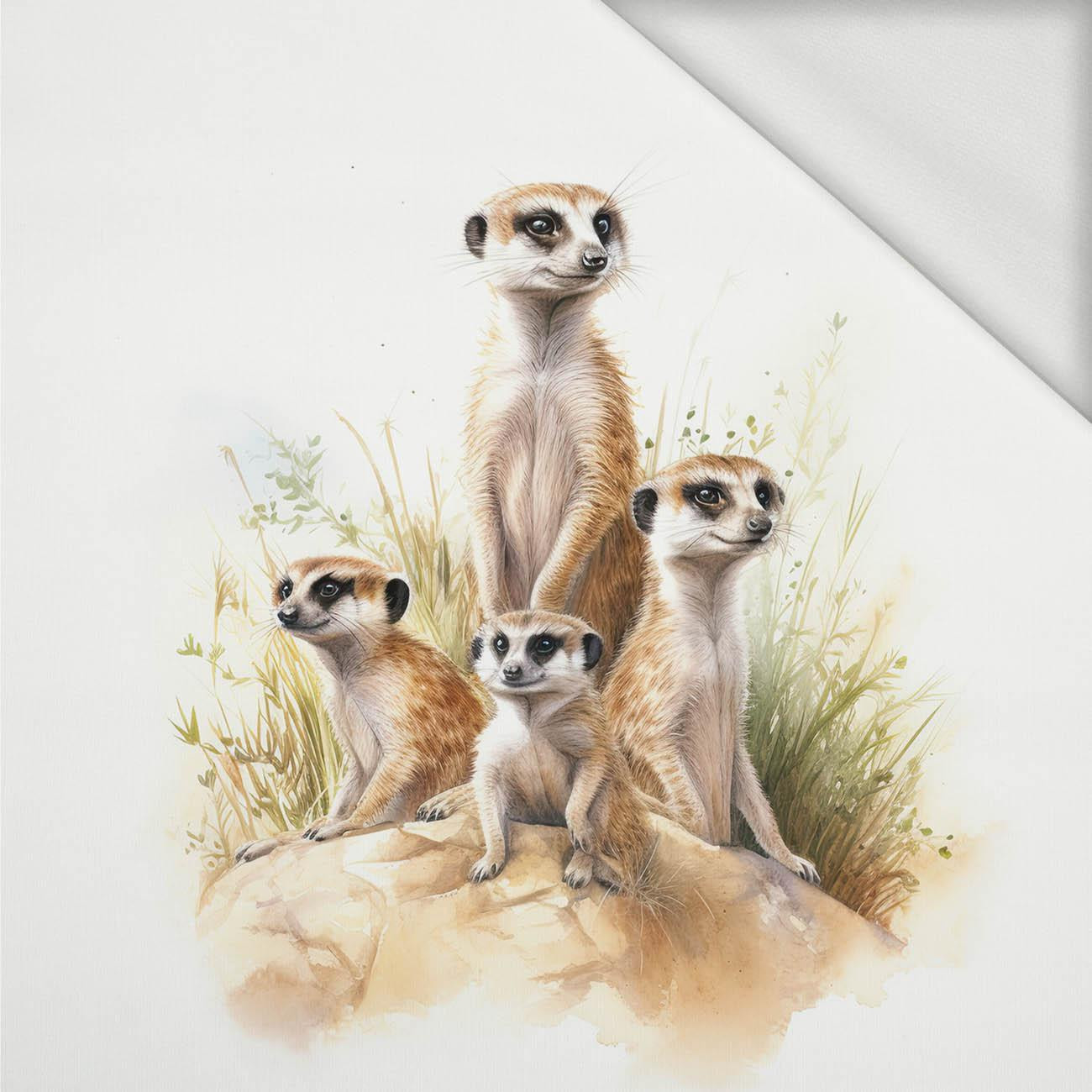 WATERCOLOR MEERKAT - Panel (75cm x 80cm) Sommersweat