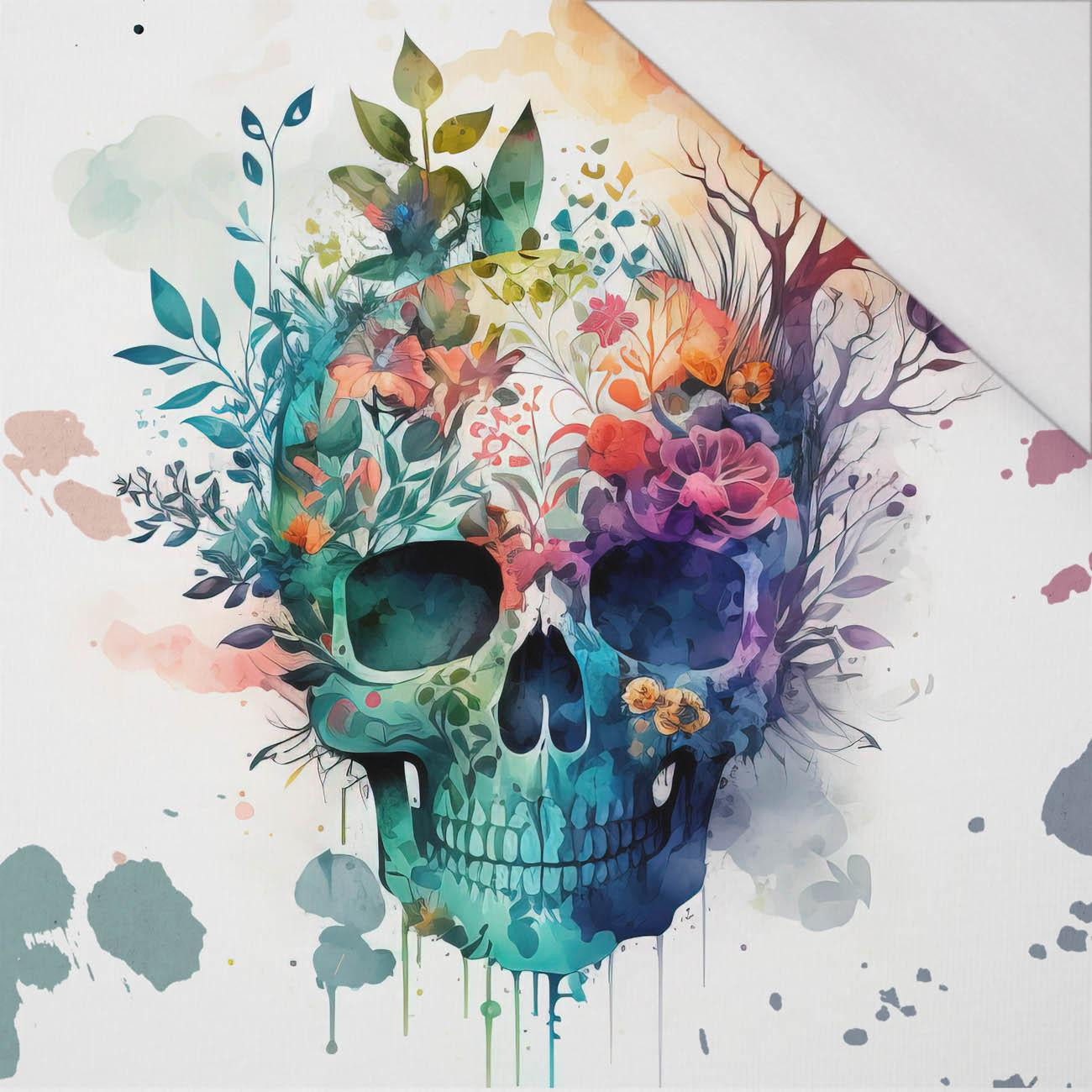 WATERCOLOR SKULL - Panel (75cm x 80cm) SINGLE JERSEY PANEL