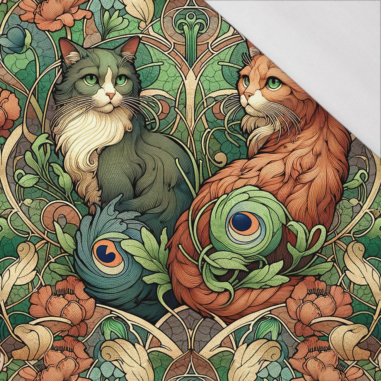 ART NOUVEAU CATS & FLOWERS M. 3 - Single Jersey