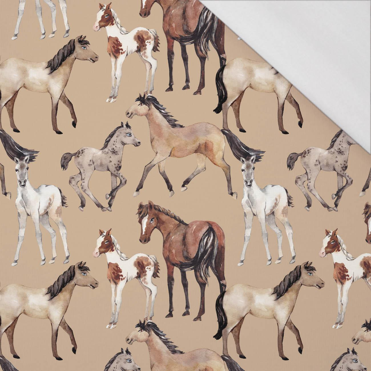 PFERDE / beige - bio single jerset mit Elastan Sommersweat
